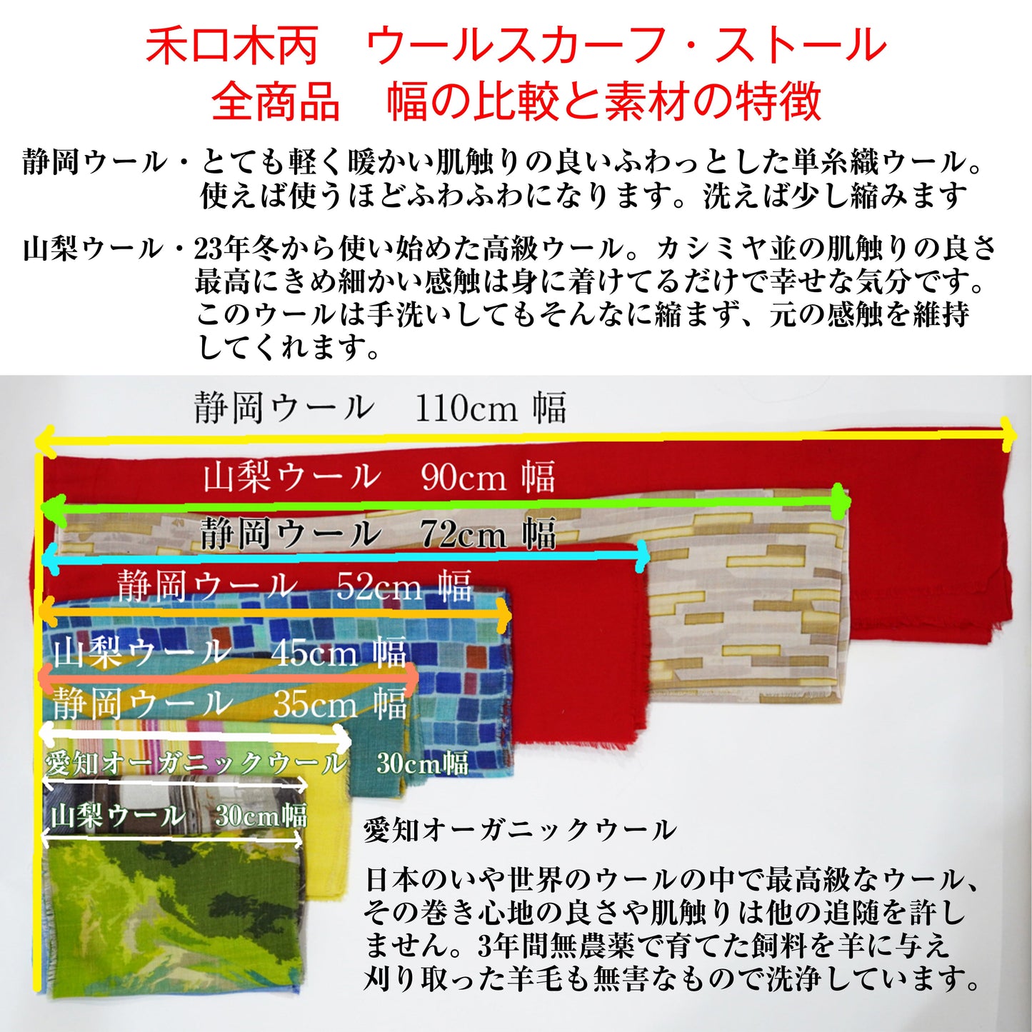 1541　静岡浜松ウール　広幅マフラー　友禅花（紺地白抜き）